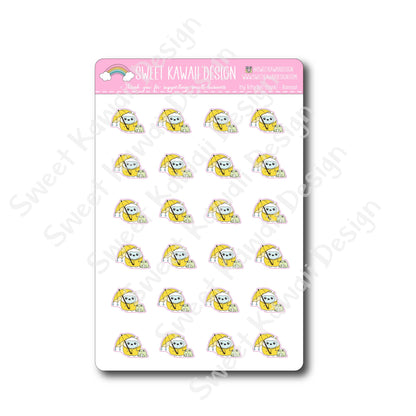 Kawaii Yeti  Stickers - Raincoat