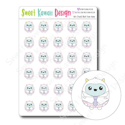 Kawaii Yeti (Frank) Stickers - Work From Home