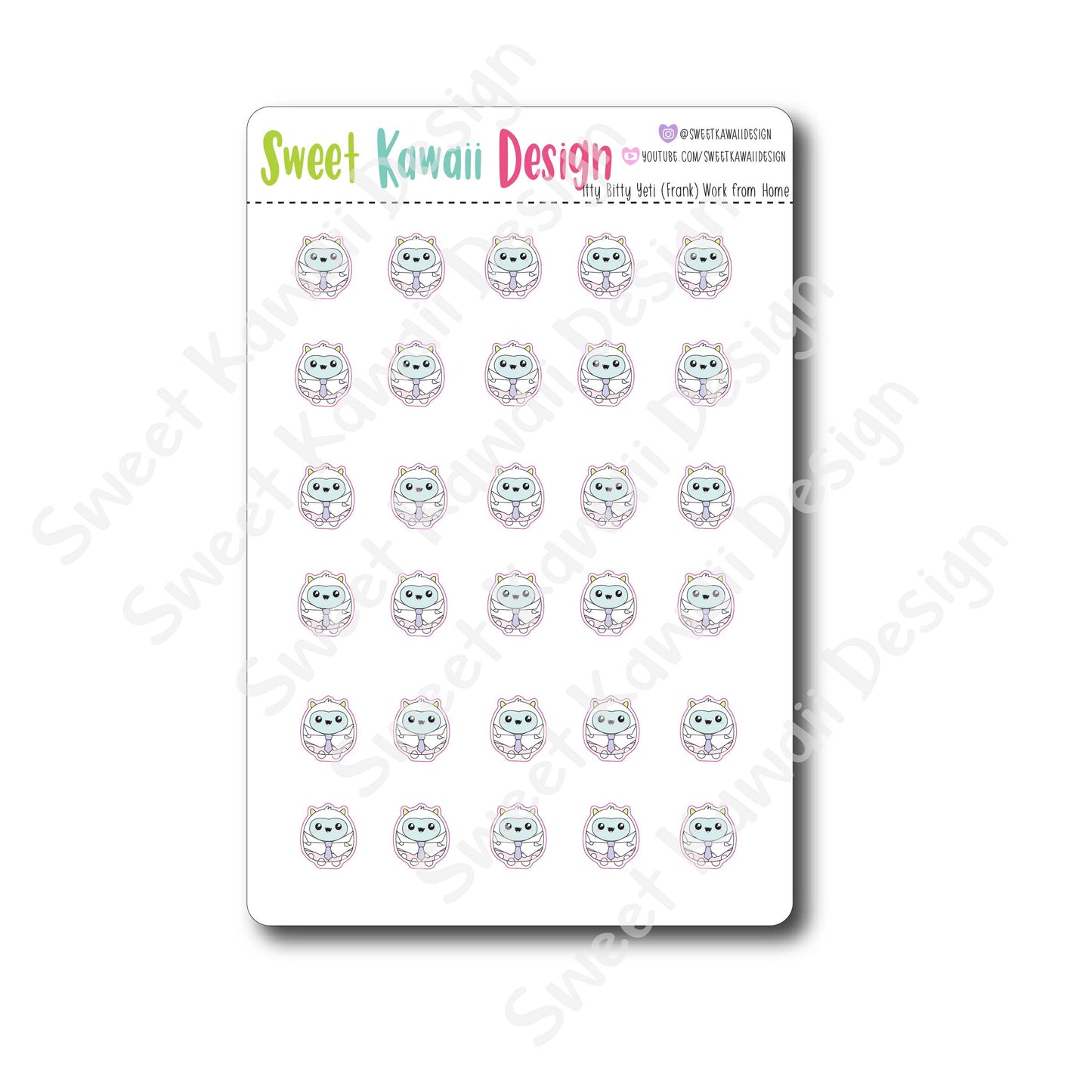 Kawaii Yeti (Frank) Stickers - Work From Home