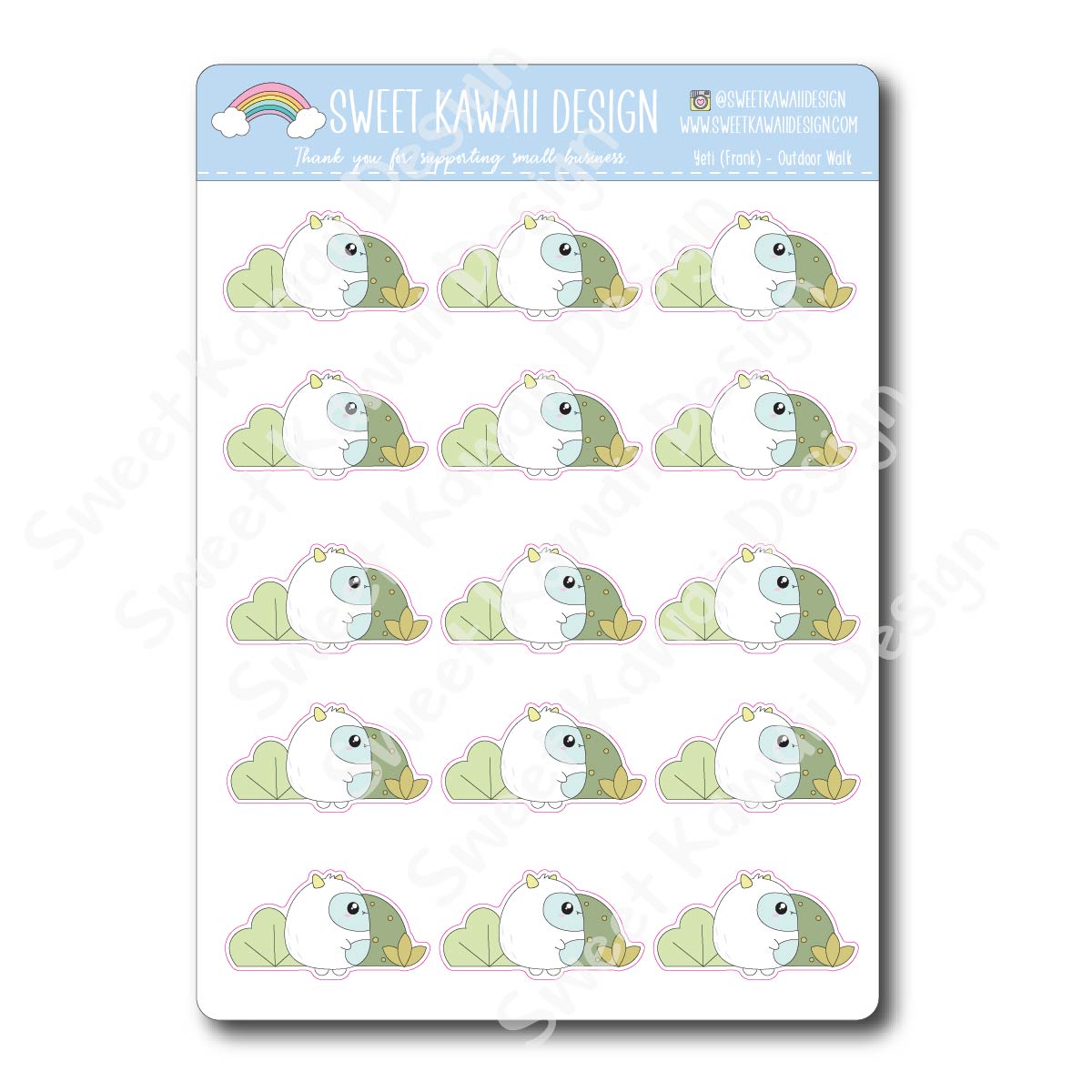 Kawaii Yeti (Frank) Stickers - Outdoor Walk