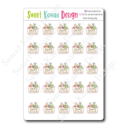 Kawaii Fresh Grocery Bag Stickers