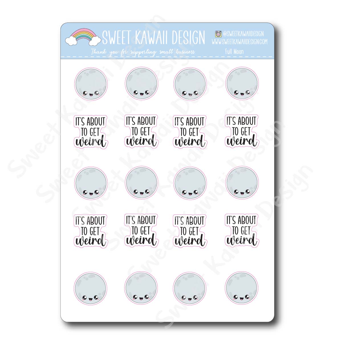 Kawaii Full Moon Stickers