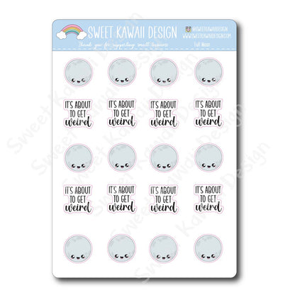 Kawaii Full Moon Stickers