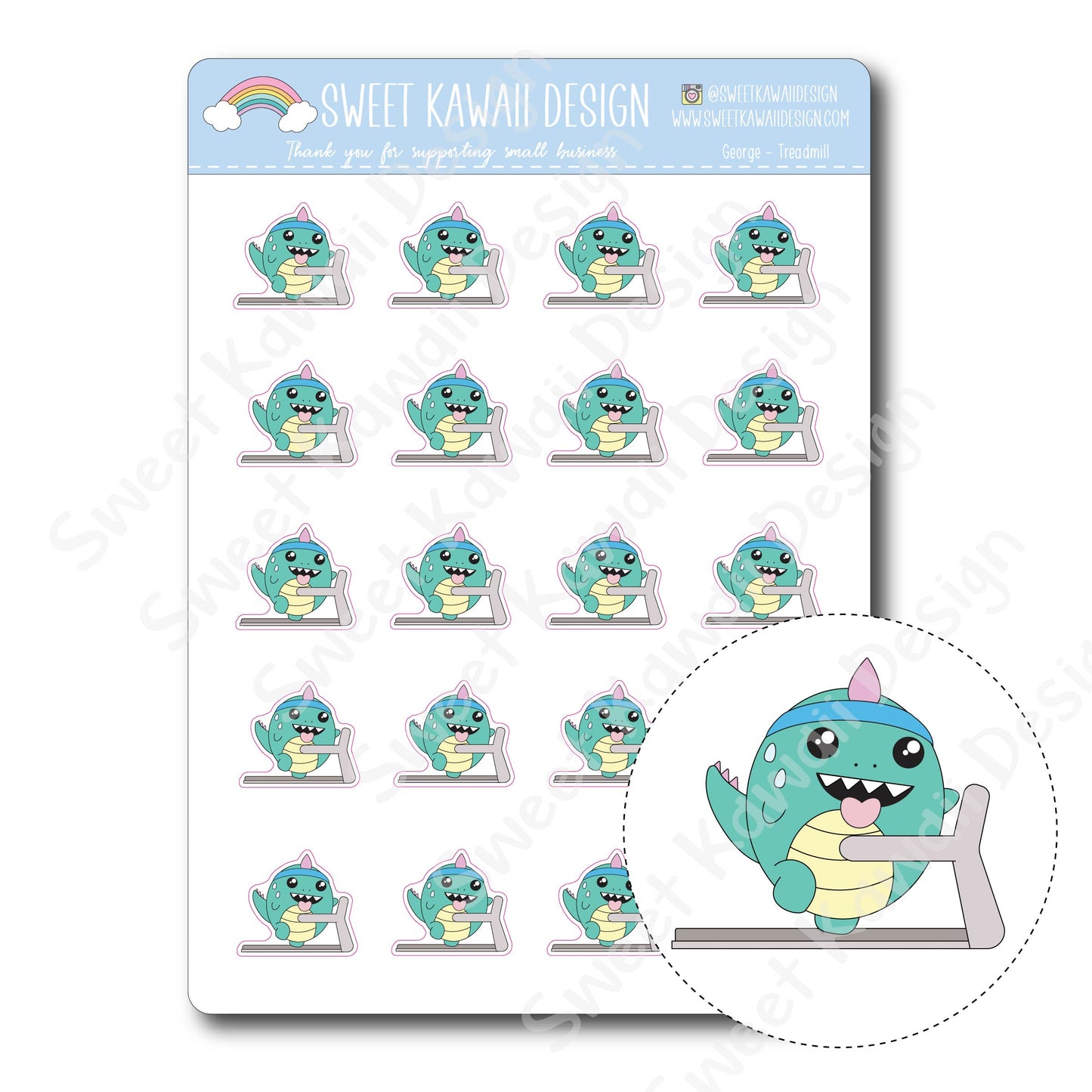 Kawaii George Stickers - Treadmill