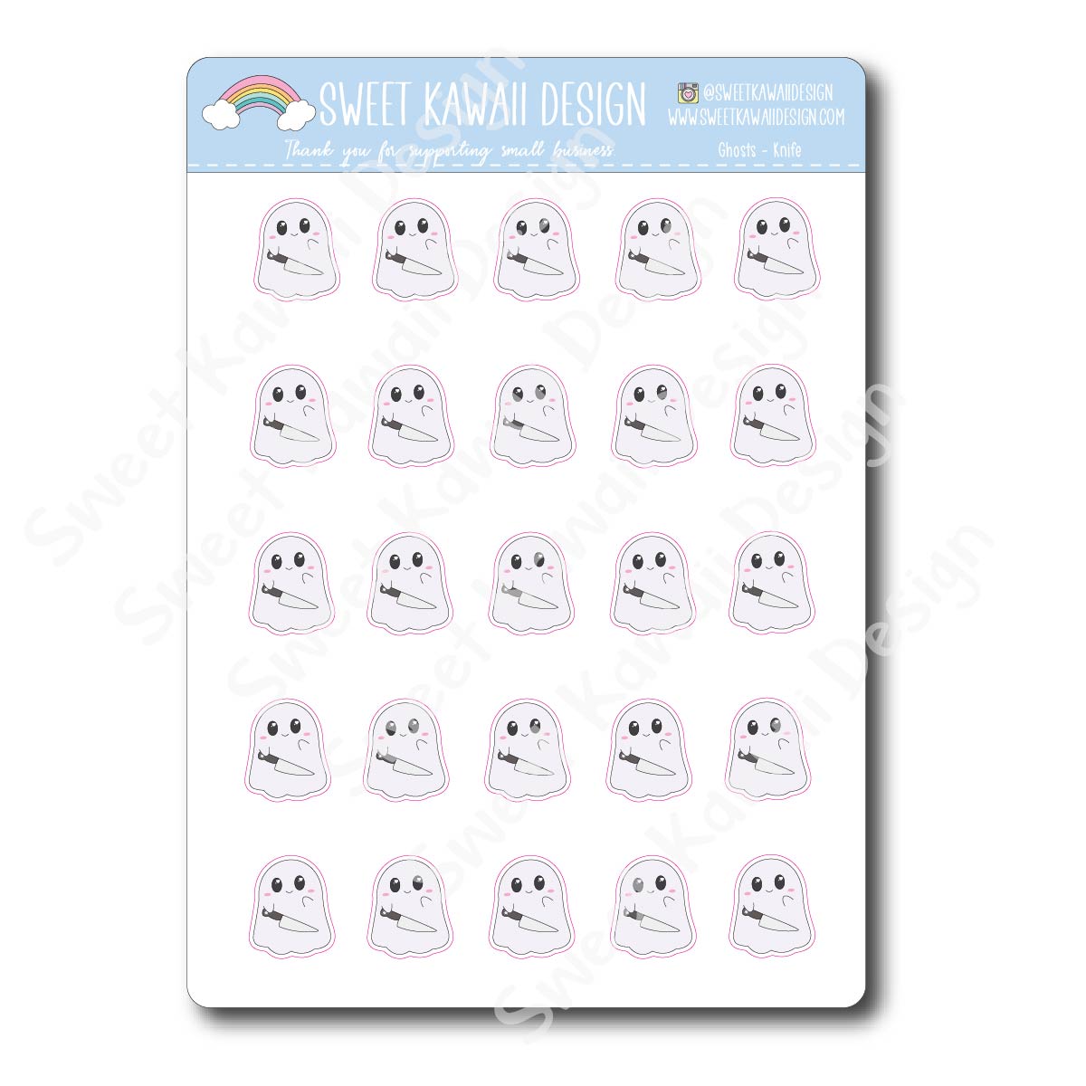 Kawaii Ghost Stickers - Knife