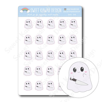 Kawaii Ghost Stickers - Knife