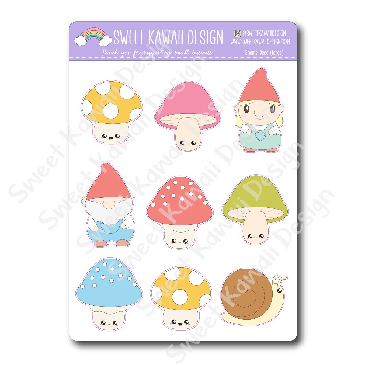 Kawaii Gnome Deco (Large) Stickers