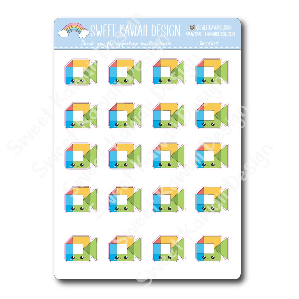 Kawaii Google Meet Stickers