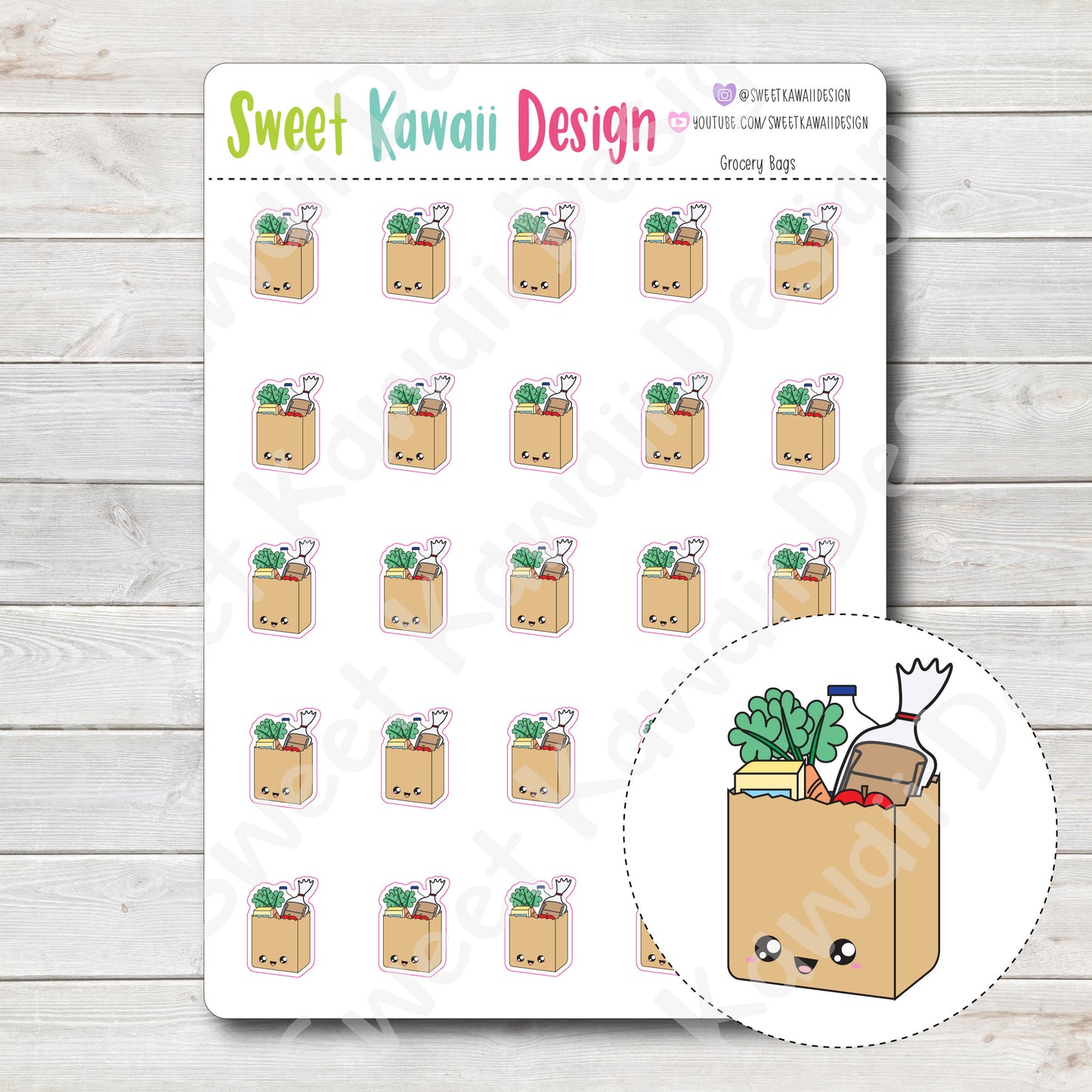 Kawaii Grocery Bag Stickers