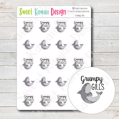 Kawaii Grumpy Gills Stickers