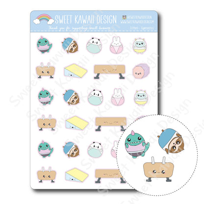 Kawaii Critter Stickers -Gymnastics