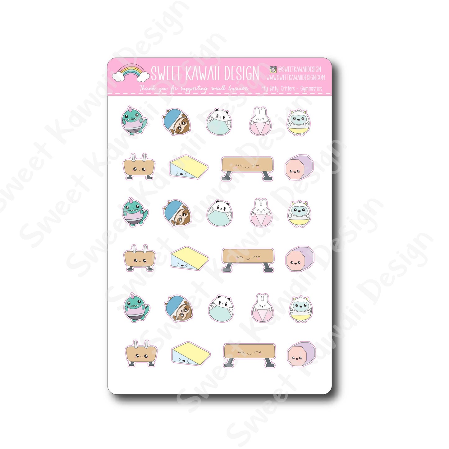 Kawaii Critter Stickers -Gymnastics