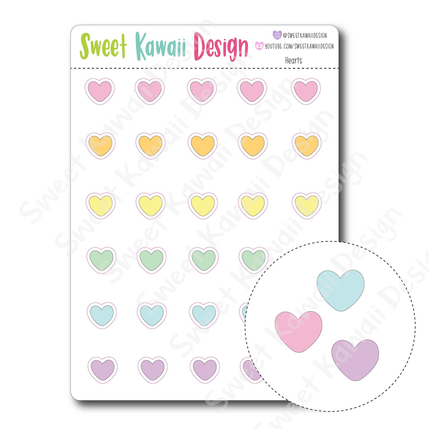 Kawaii Heart Stickers