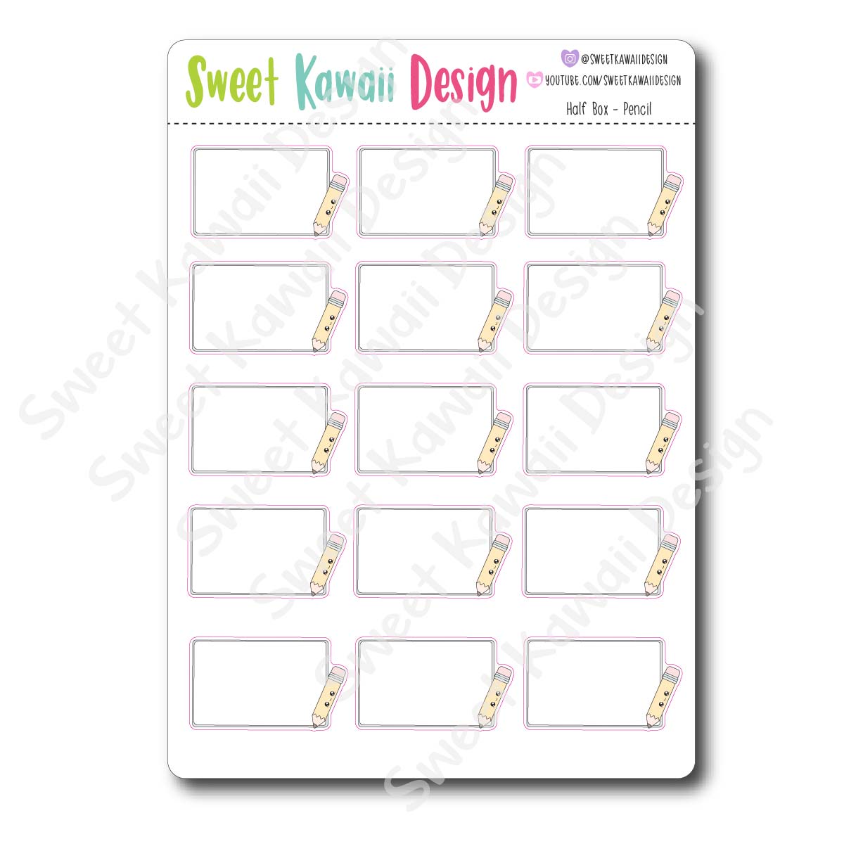 Kawaii Half Box Pencil Stickers