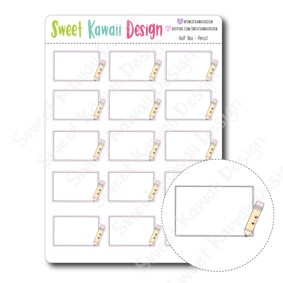 Kawaii Half Box Pencil Stickers