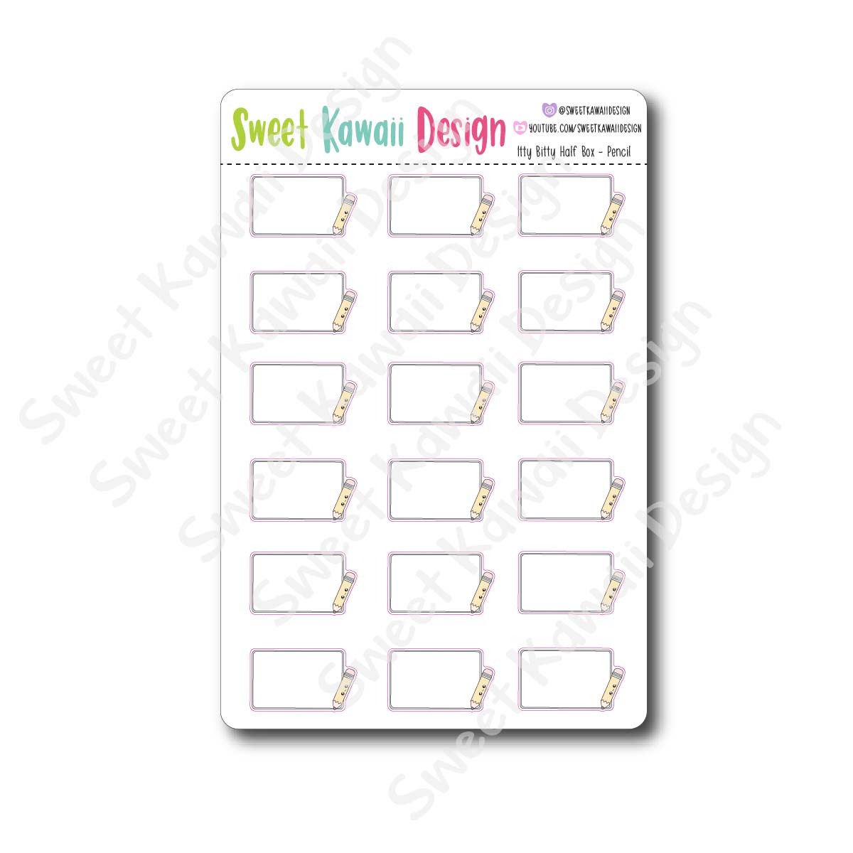 Kawaii Half Box Pencil Stickers