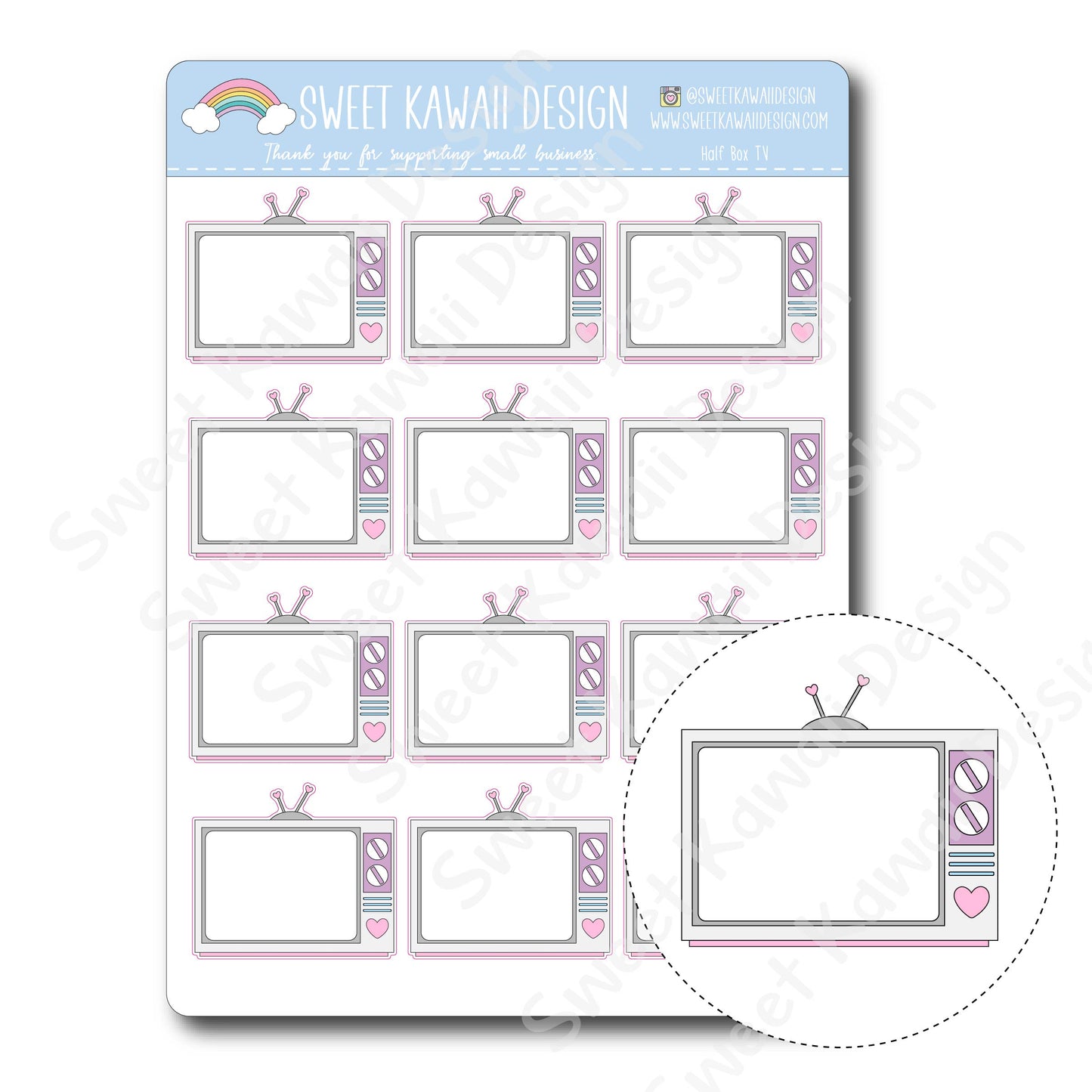 Kawaii Half Box TV Stickers