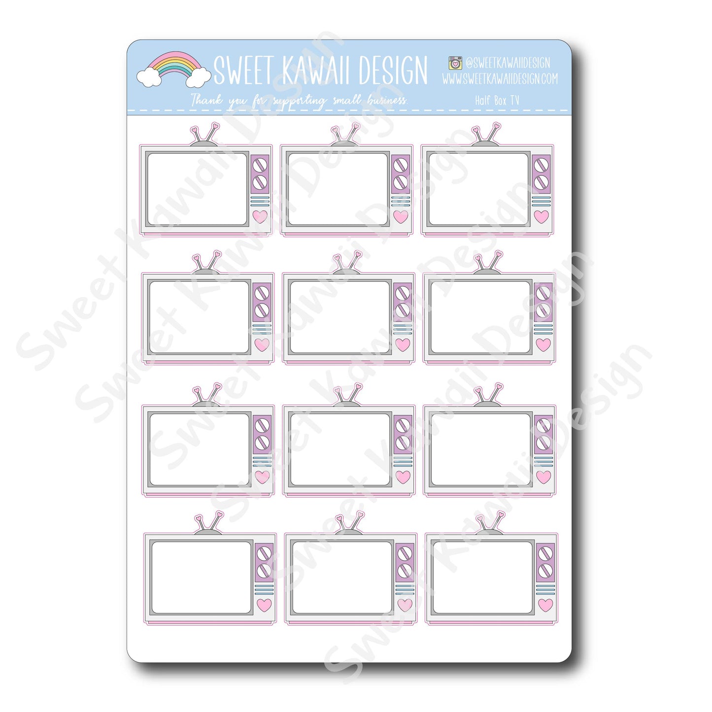 Kawaii Half Box TV Stickers