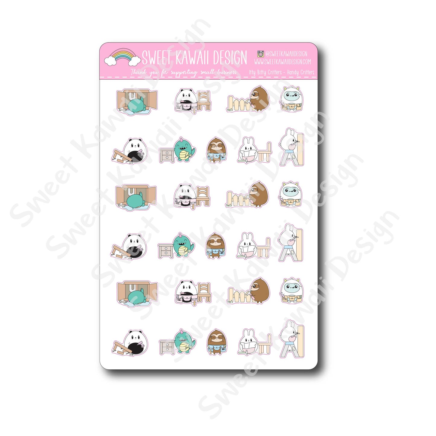 Kawaii Critter Stickers - Handy Critters