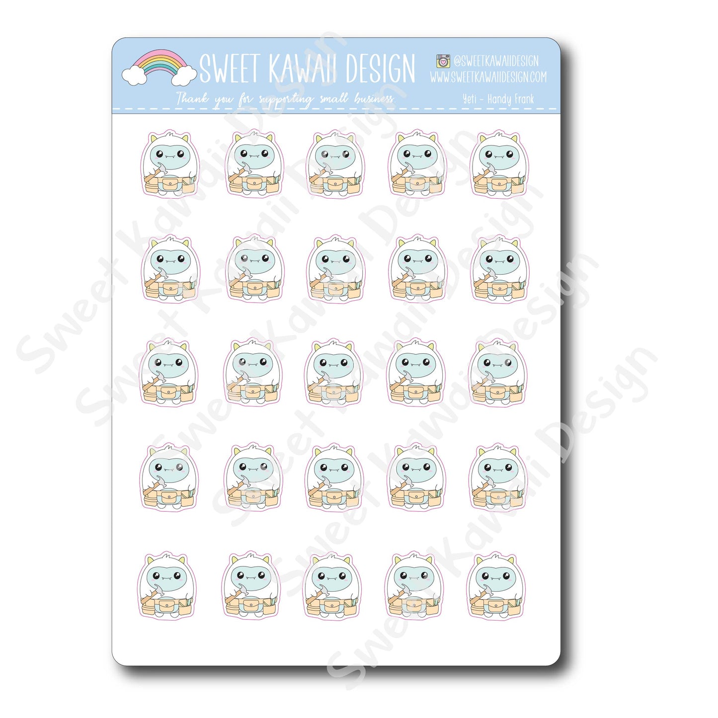 Kawaii Yeti Stickers - Handy Frank