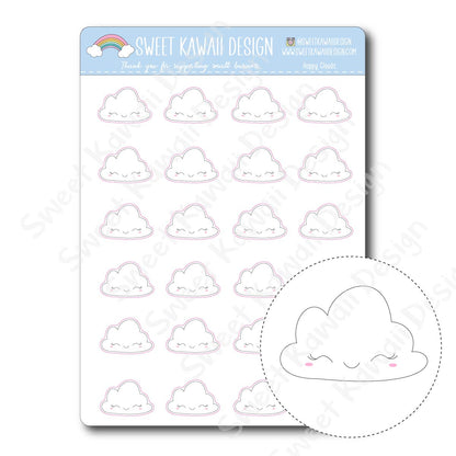 Kawaii Happy Clouds Stickers