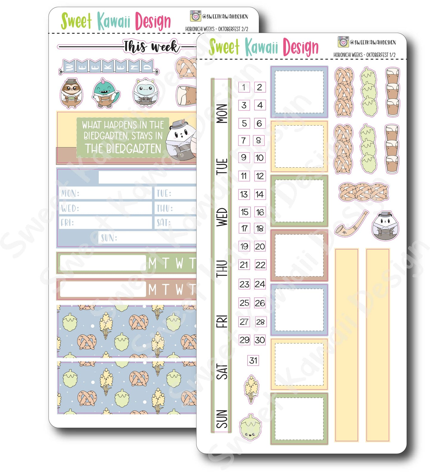 Kawaii Hobonichi Weeks Stickers - Oktoberfest