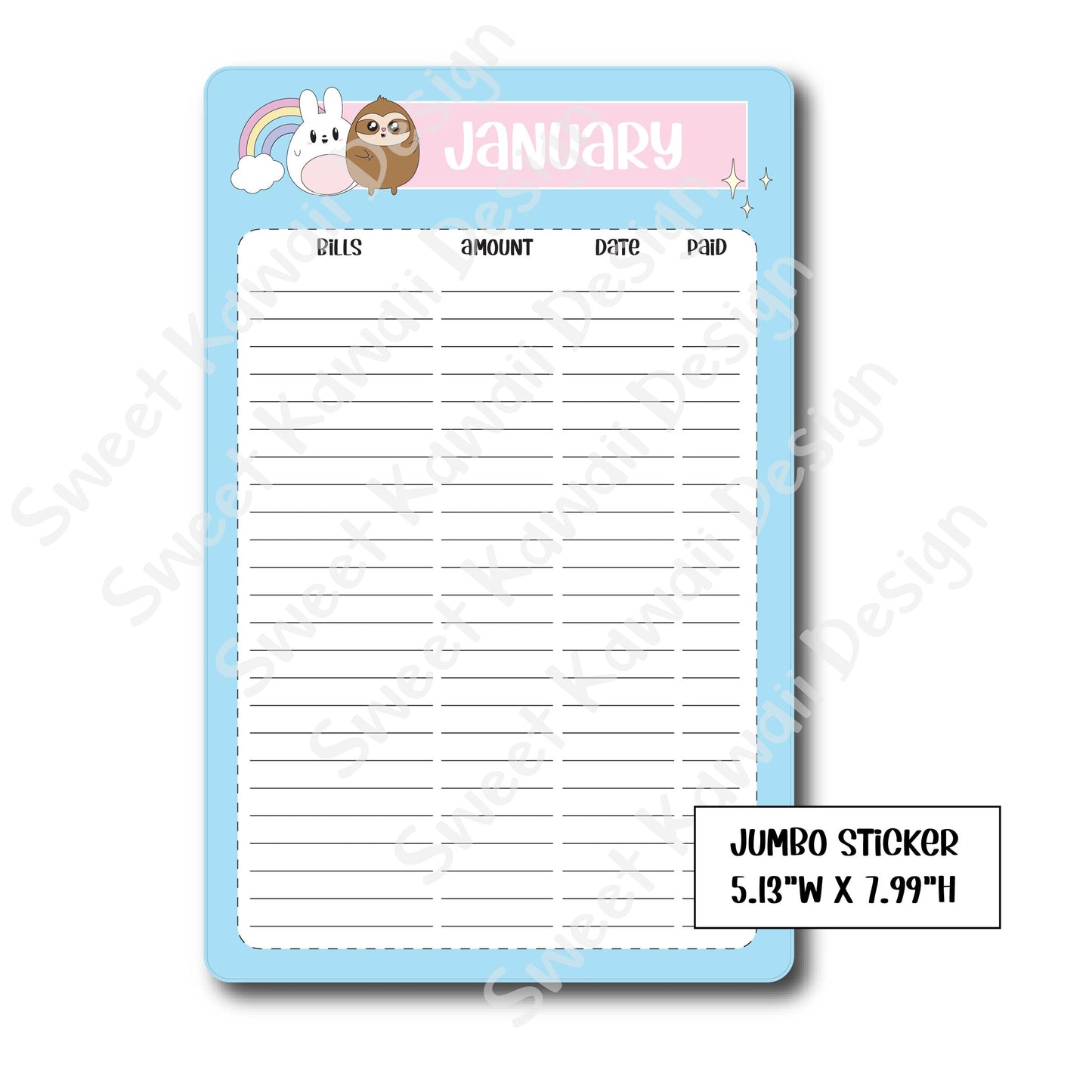 Hobonichi Cousin Jumbo Sticker Kit - Bill Tracker