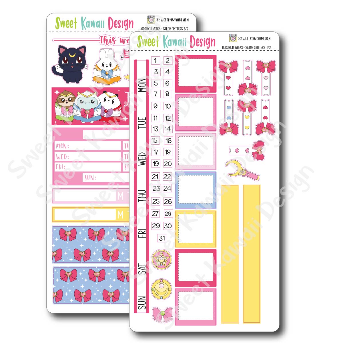 Kawaii Hobonichi Weeks Stickers - Sailor Critters