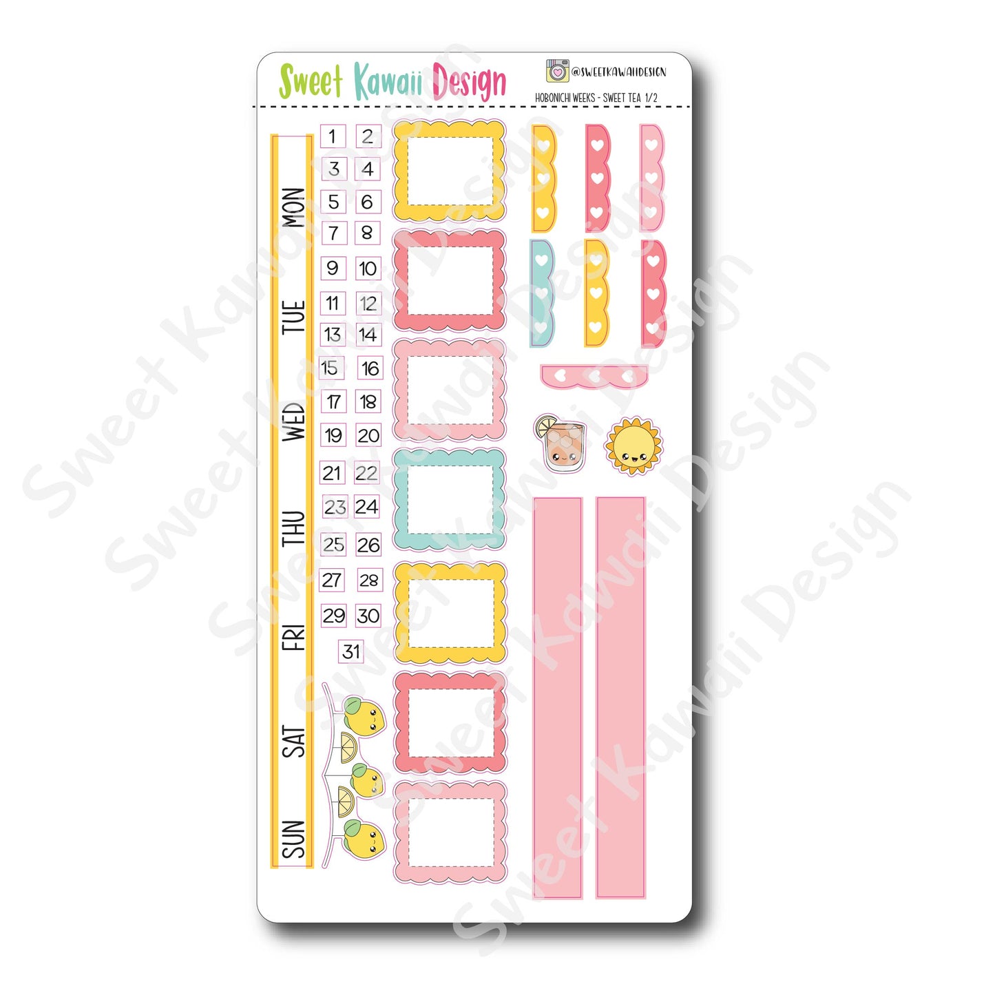 Kawaii Hobonichi Weeks Stickers - Sweet Tea