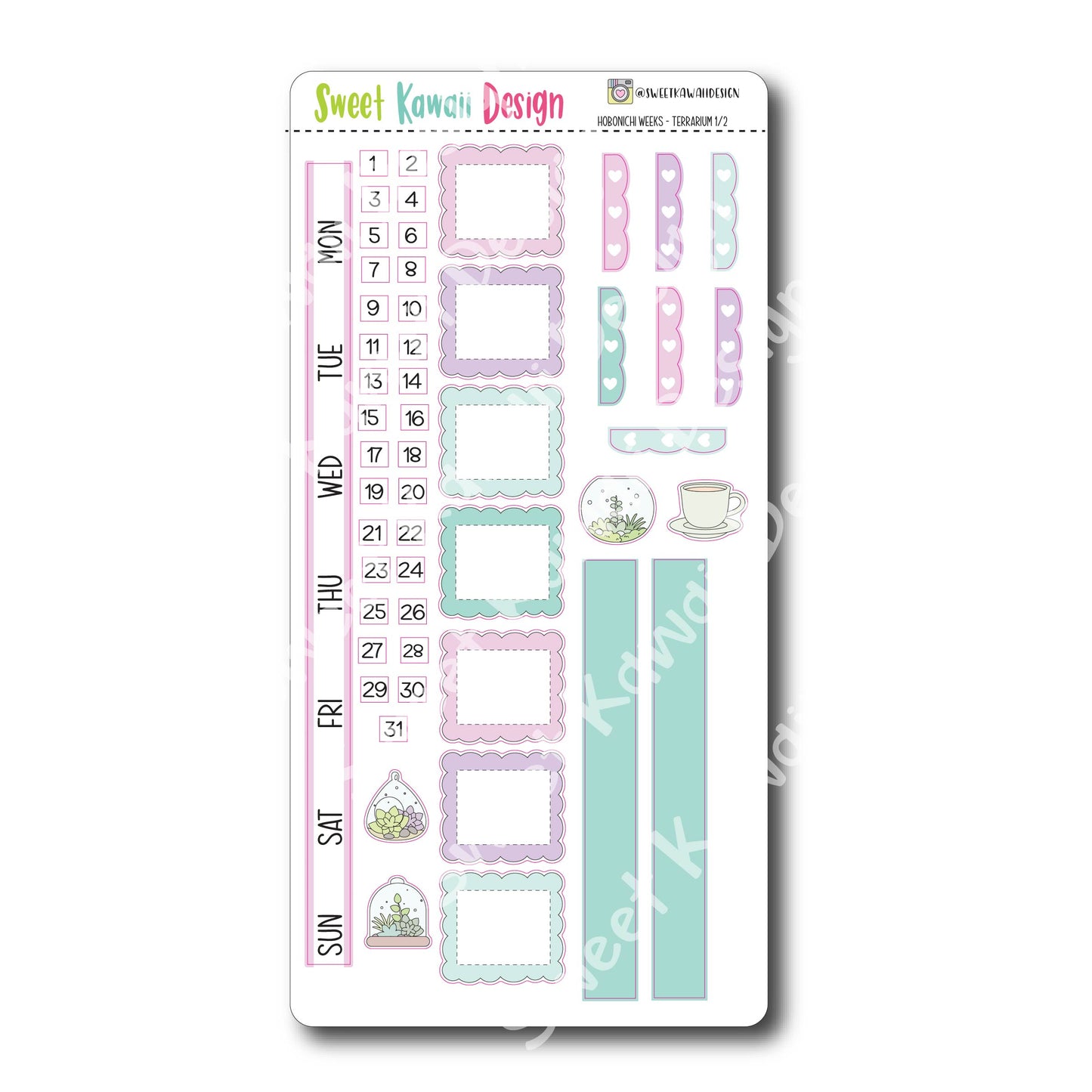 Kawaii Hobonichi Weeks Stickers - Terrarium