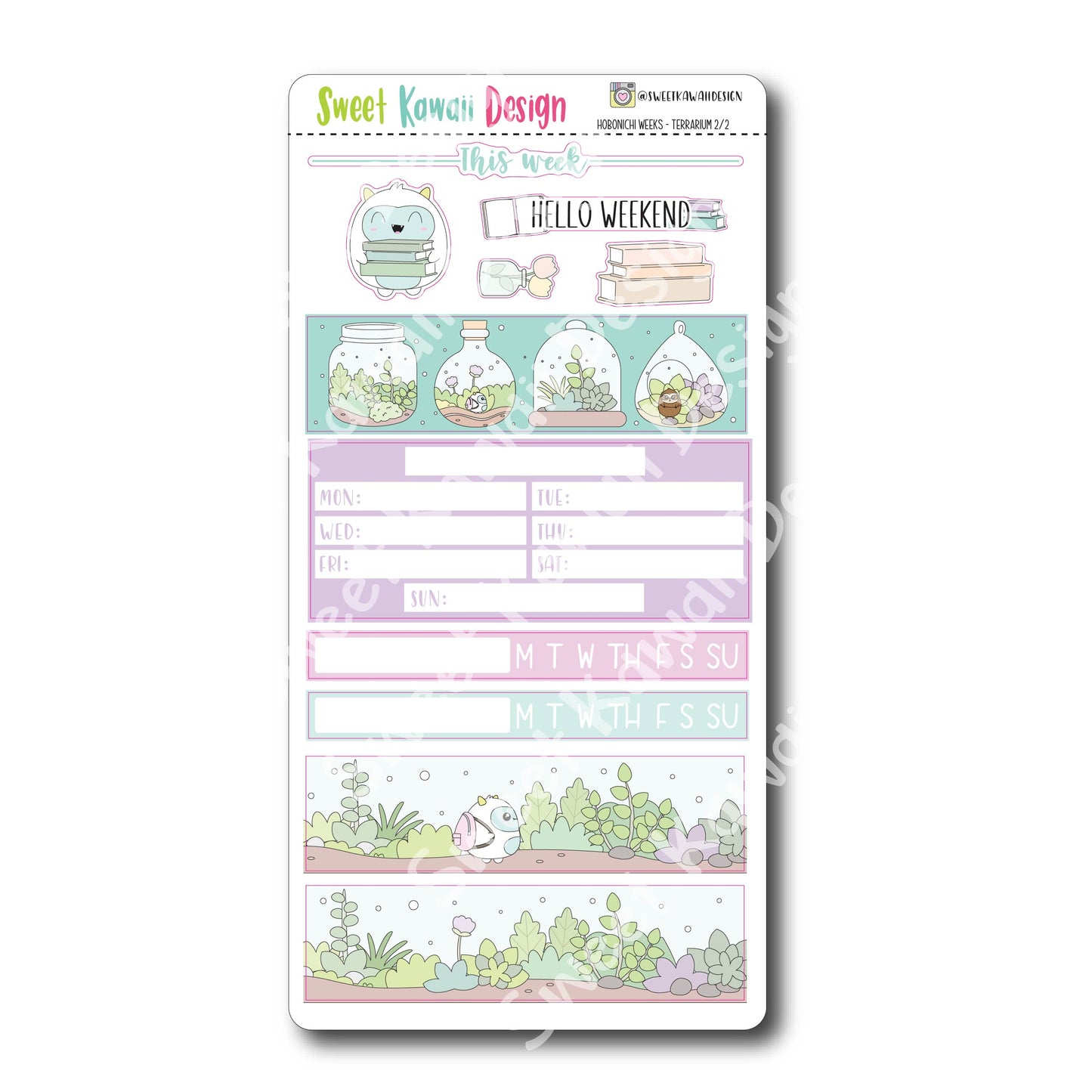 Kawaii Hobonichi Weeks Stickers - Terrarium