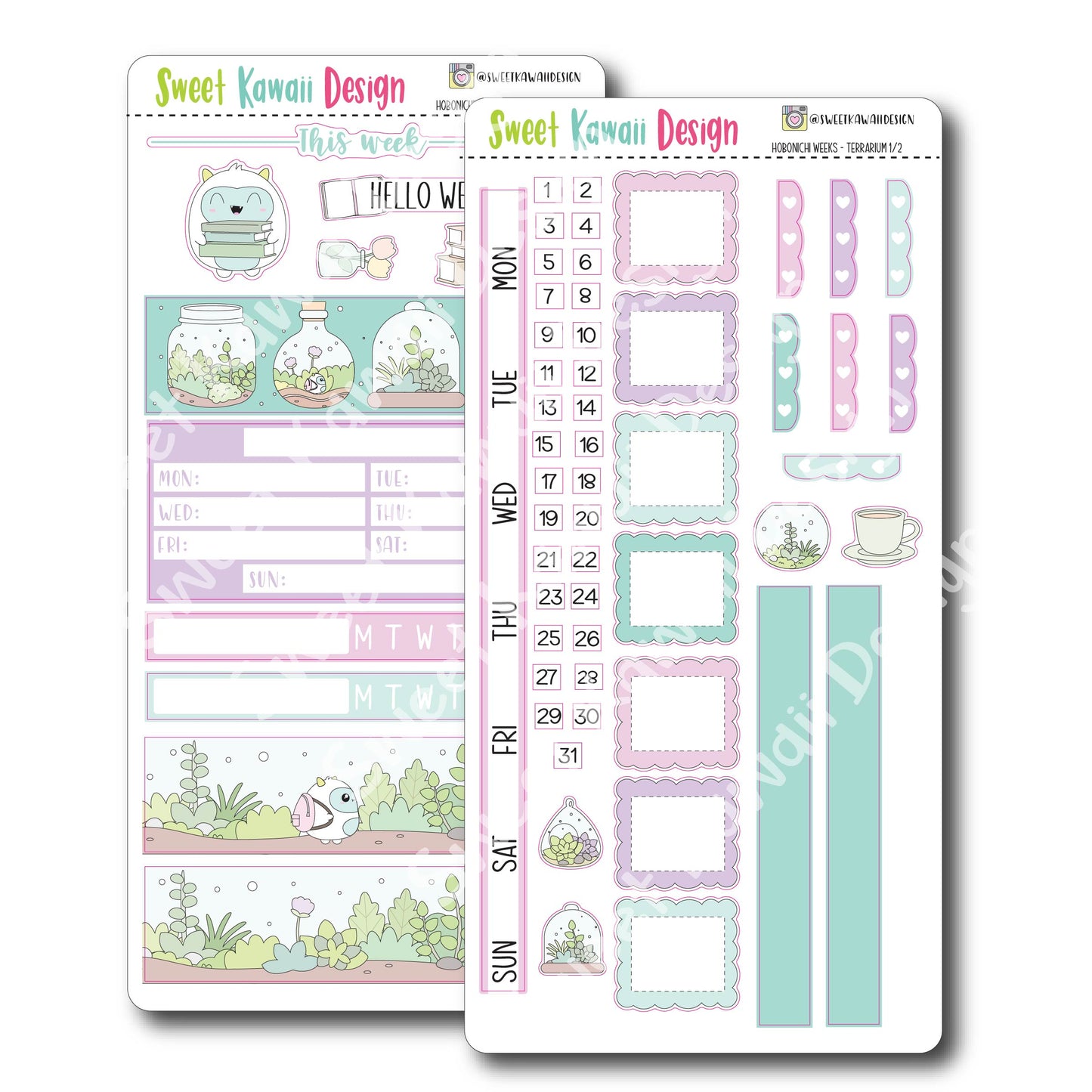 Kawaii Hobonichi Weeks Stickers - Terrarium