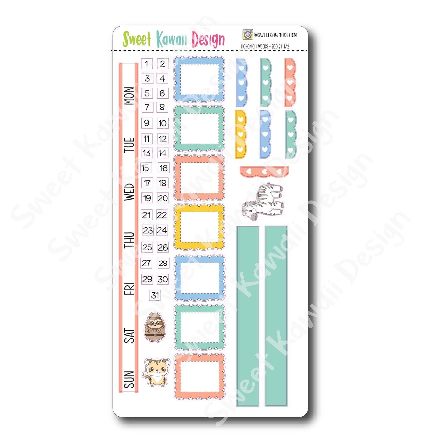 Kawaii Hobonichi Weeks Stickers - Zoo