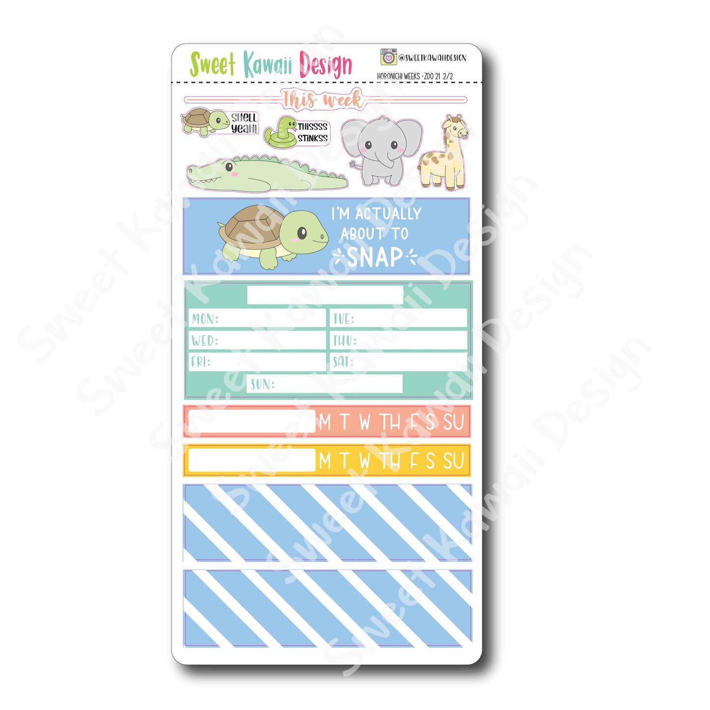 Kawaii Hobonichi Weeks Stickers - Zoo