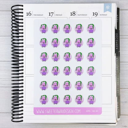 Kawaii Hippos Stickers - Bad Day