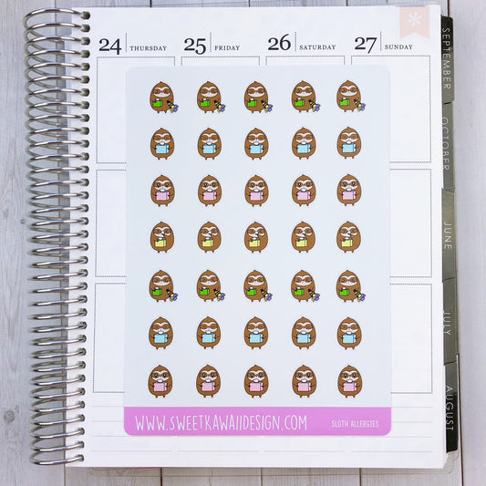 Kawaii Sloth Stickers - Allergies