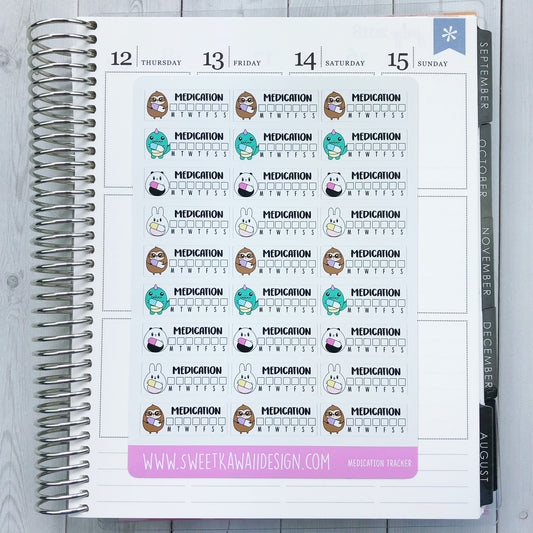 Kawaii Medication Tracker Stickers