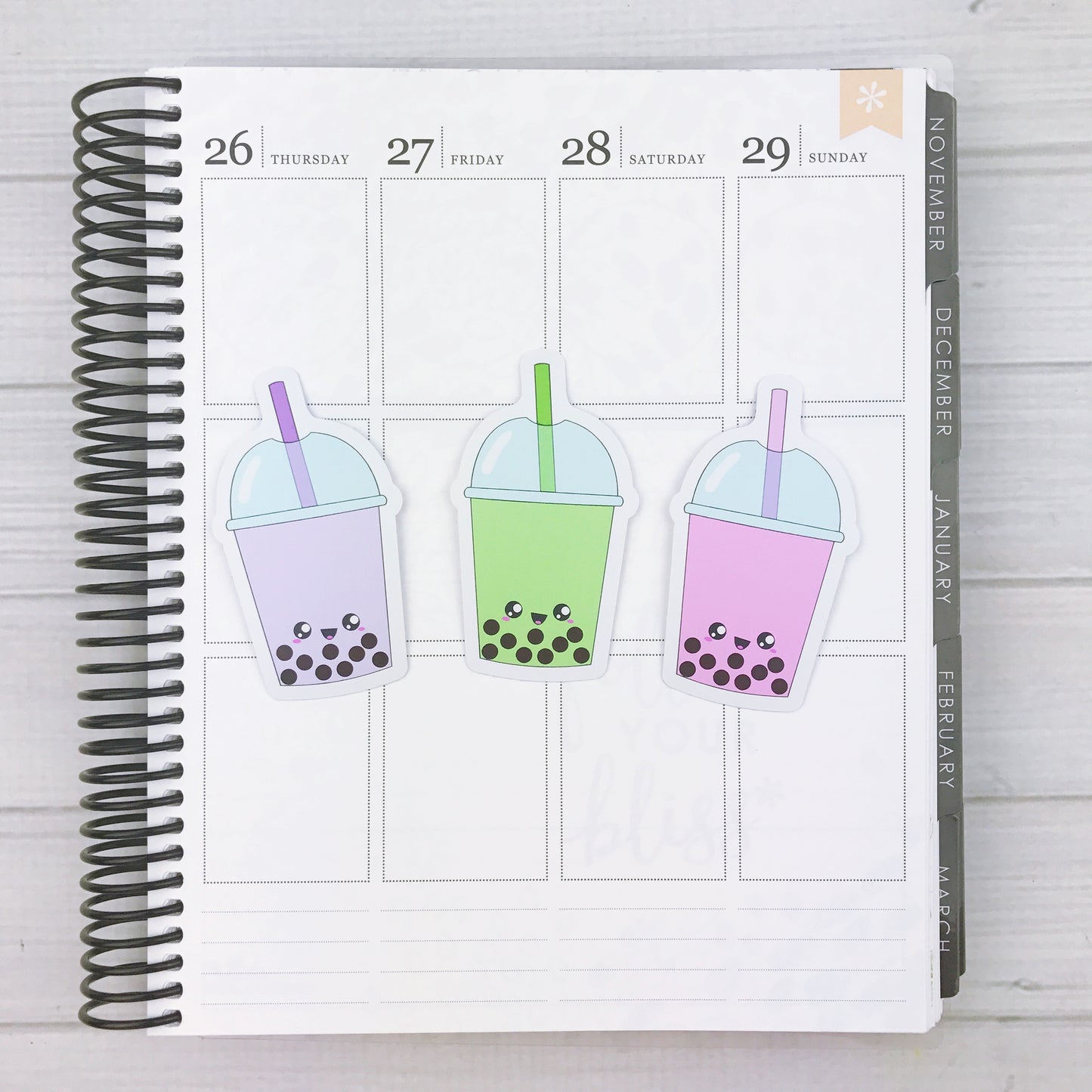 Kawaii Bubble Tea Diecut Sticker Set