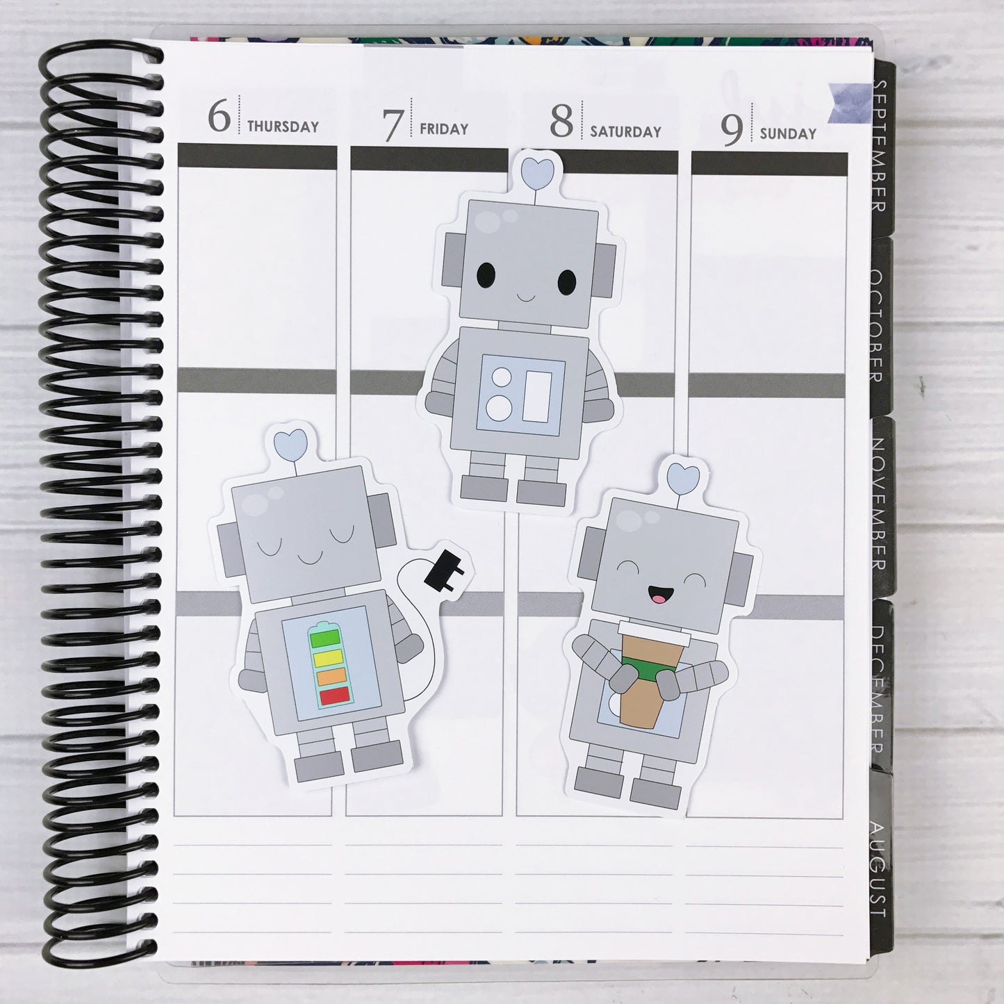 Kawaii Robot Diecut Sticker Set