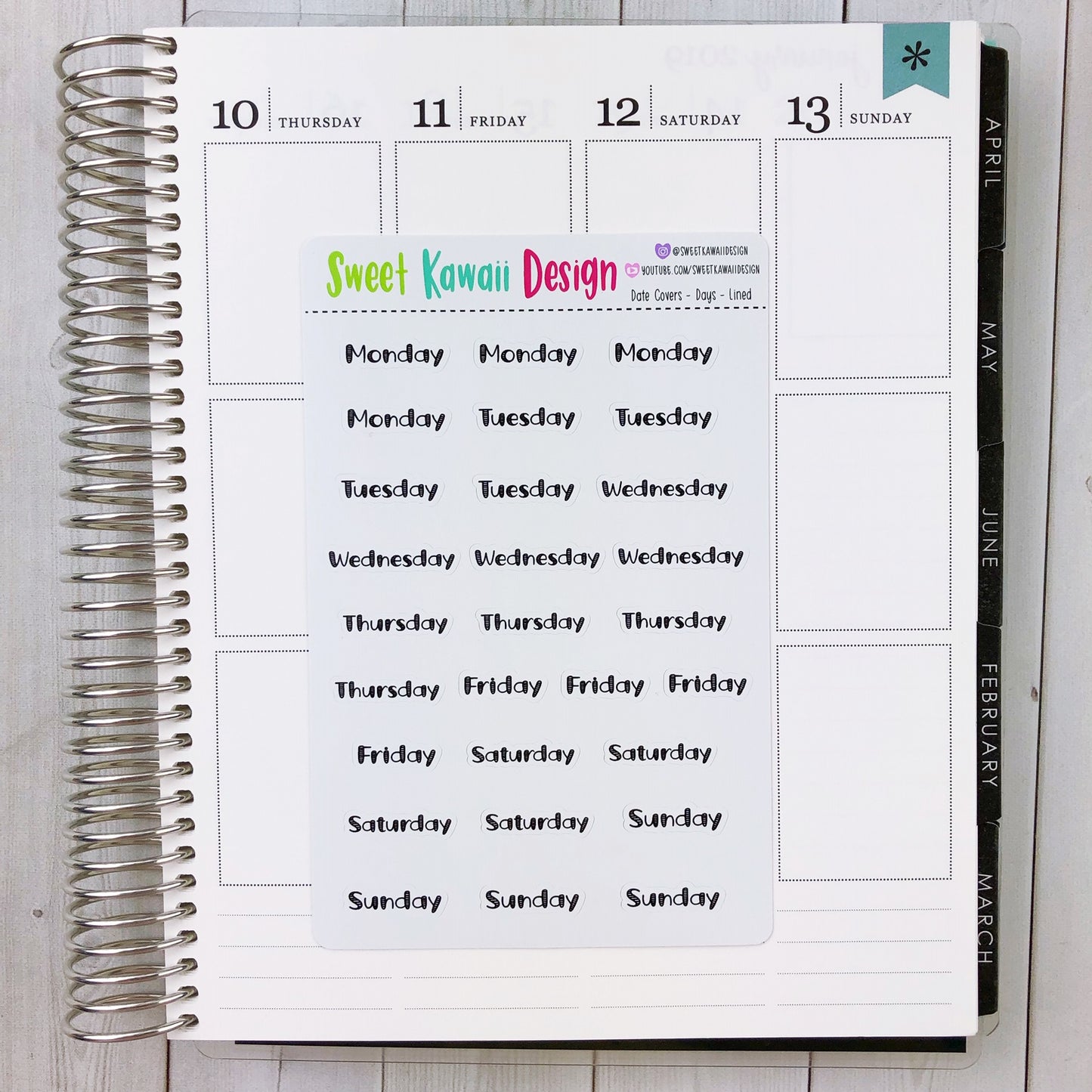 Days of the Week Stickers - lined