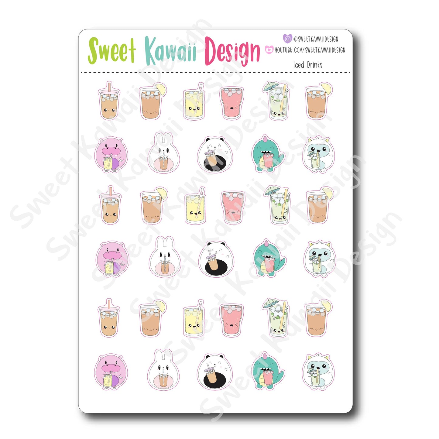 Kawaii Iced Drink Stickers