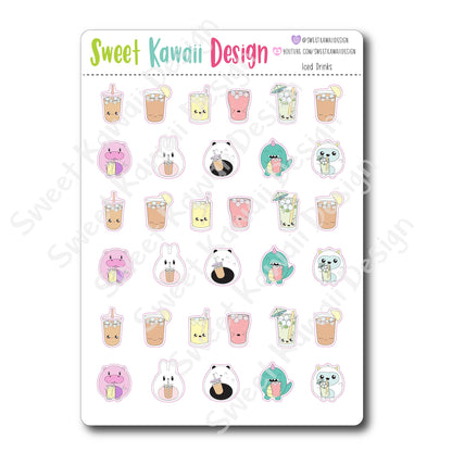 Kawaii Iced Drink Stickers