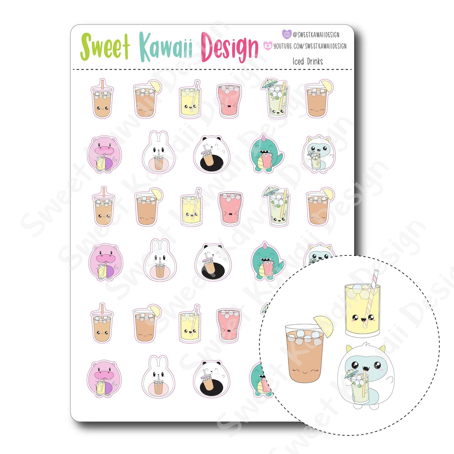 Kawaii Iced Drink Stickers