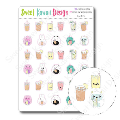 Kawaii Iced Drink Stickers