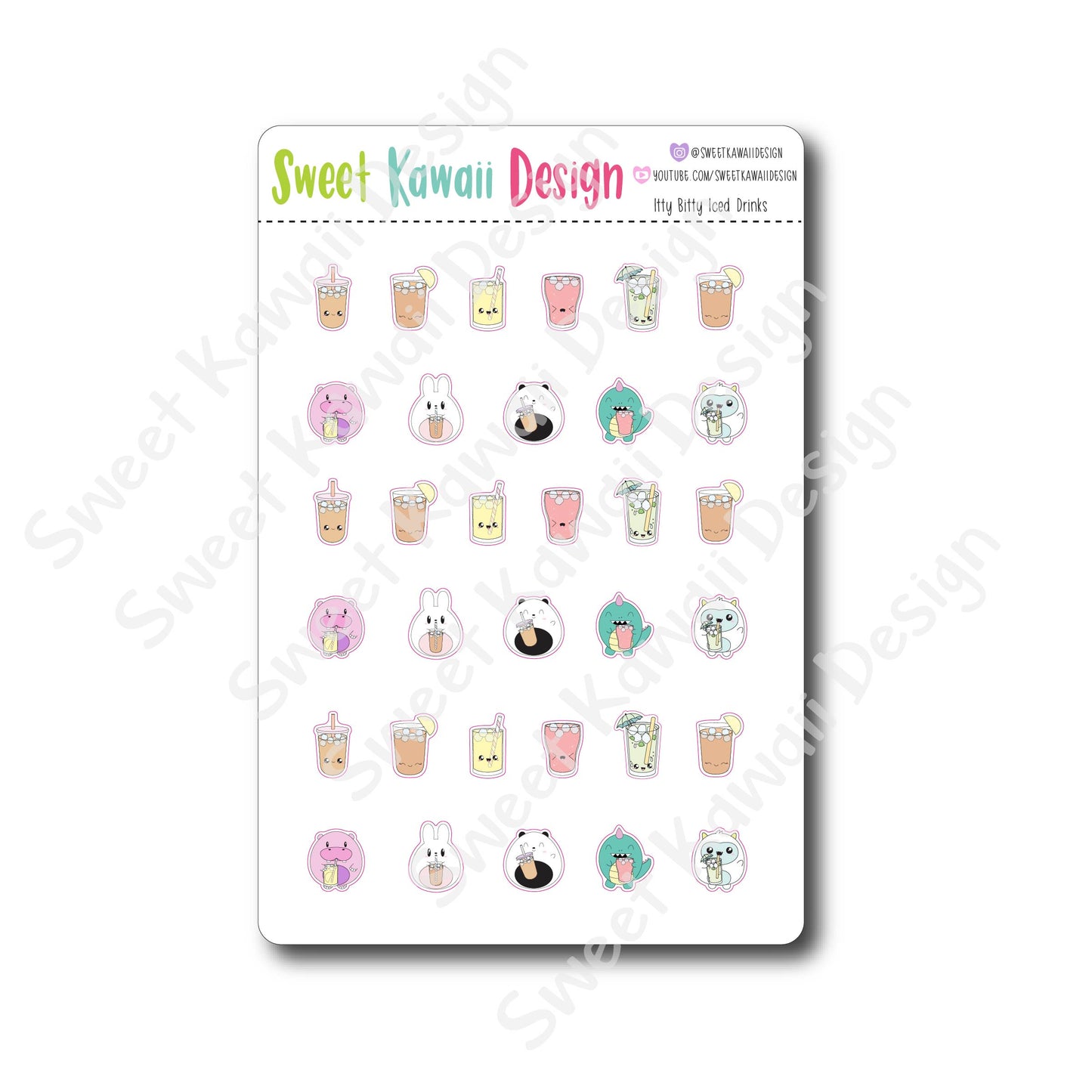 Kawaii Iced Drink Stickers