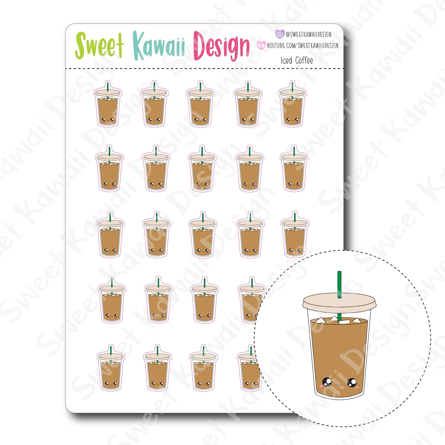 Kawaii Iced Coffee Stickers