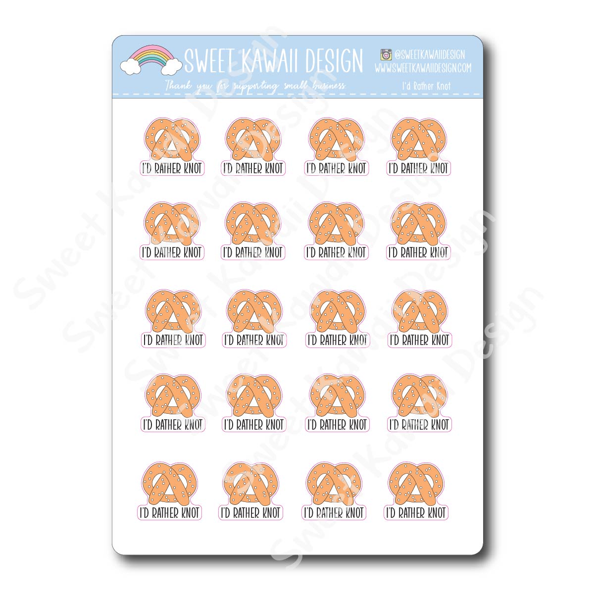 Kawaii I'd Rather Knot Stickers