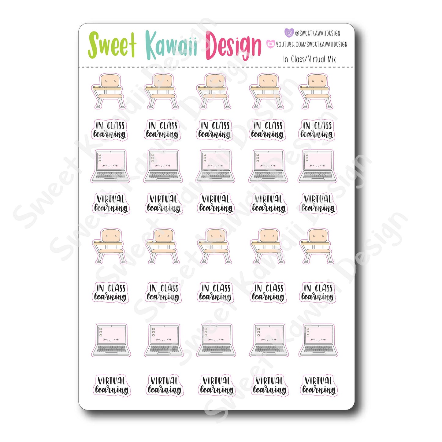 Kawaii In Class/ Virtual Class Mix Stickers