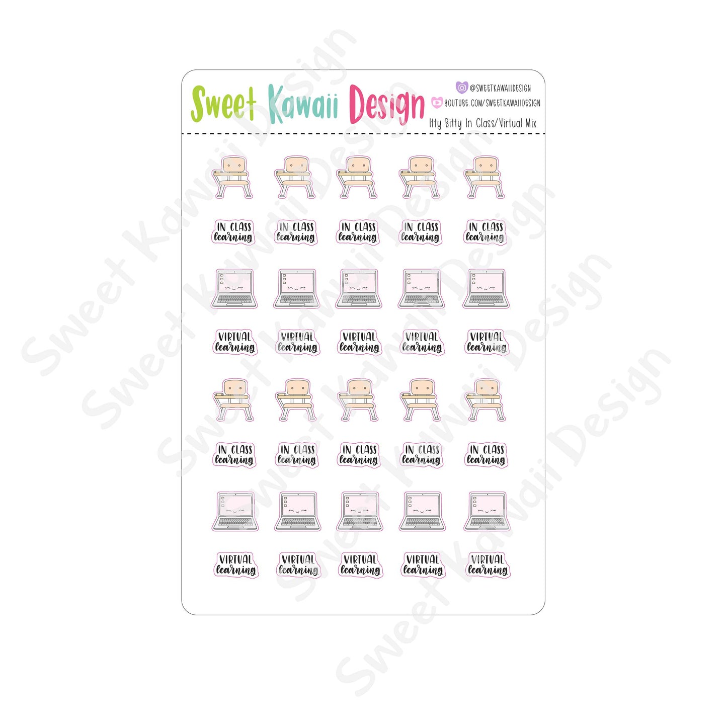 Kawaii In Class/ Virtual Class Mix Stickers