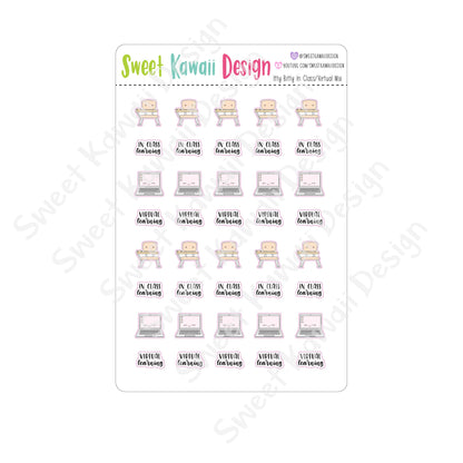 Kawaii In Class/ Virtual Class Mix Stickers